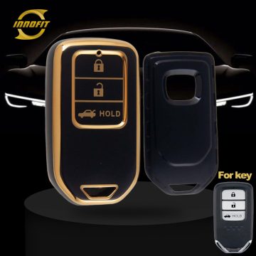 HOA4T1-Black-Gold Plating- Car Key Cover For Honda