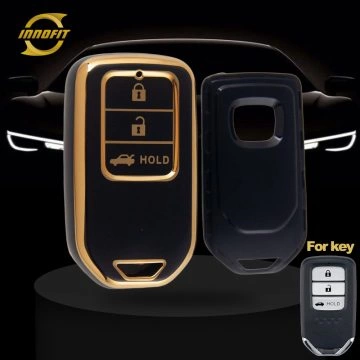HOA4T1-Black-Gold Plating- Car Key Cover For Honda