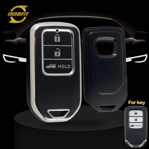 HOA4T1-Black-Silver Plating- Car Key Cover For Honda