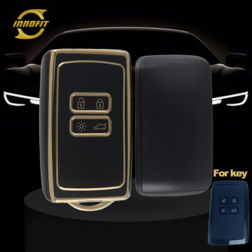 REA1T1-Black-Gold Plating- Car Key Cover For Renault