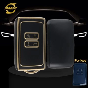 REA1T1-Black-Gold Plating- Car Key Cover For Renault