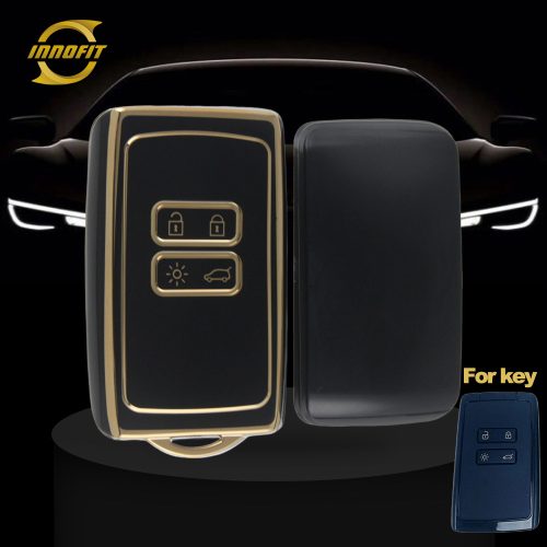 REA1T1-Black-Gold Plating- Car Key Cover For Renault