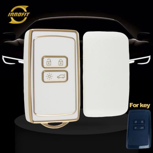 REA1T1-White-Gold Plating- Car Key Cover For Renault