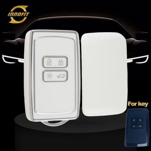 REA1T1-White-Silver Plating- Car Key Cover For Renault