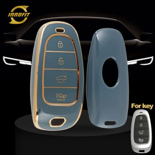 HYE7T1-Granny Grey-Gold Plating- Car Key Cover For Hyundai
