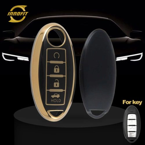 NIB4T1-Black-Gold Plating- Car Key Cover For Nissan Infiniti