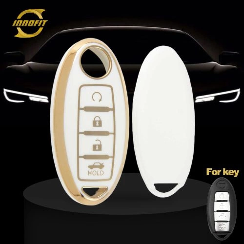 NIB4T1-White-Gold Plating- Car Key Cover For Nissan Infiniti