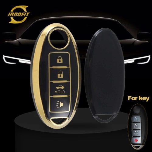 NIB5T1-Black-Gold Plating- Car Key Cover For Nissan Infiniti