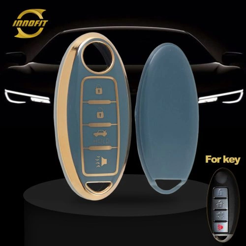 NIB5T1-Granny Grey-Gold Plating- Car Key Cover For Nissan Infiniti