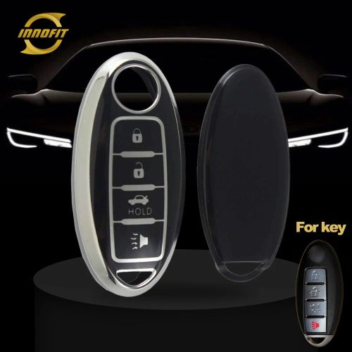 NIB5T1-Black-Silver Plating- Car Key Cover For Nissan Infiniti