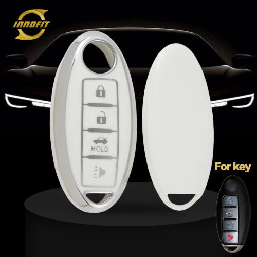 NIB5T1-White-Silver Plating- Car Key Cover For Nissan Infiniti