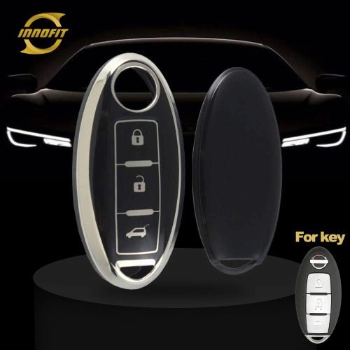 NIB3T1-Black-Silver Plating- Car Key Cover For Nissan Infiniti