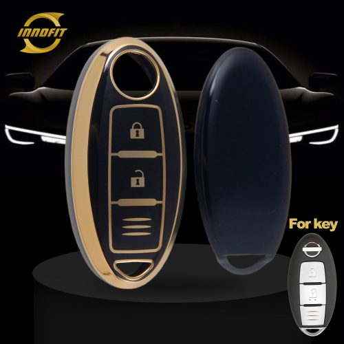 NIB1T1-Black-Gold Plating- Car Key Cover For Nissan Infiniti