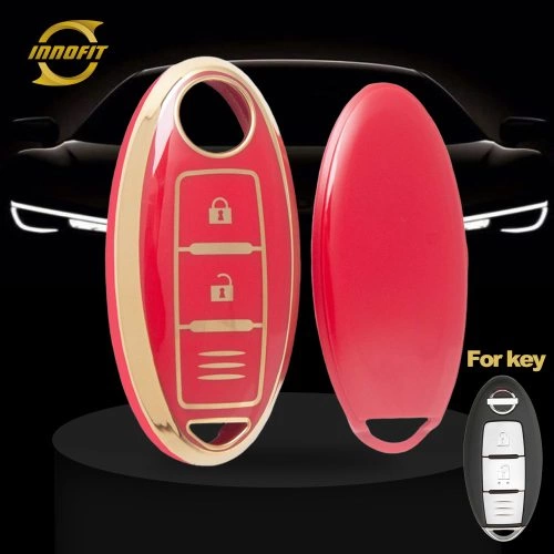 NIB1T1-Red-Gold Plating- Car Key Cover For Nissan Infiniti