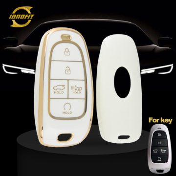 HYE3T1-White-Gold Plating- Car Key Cover For Hyundai