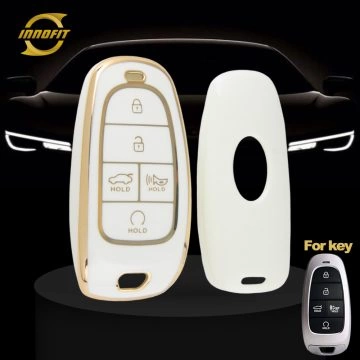 HYE3T1-White-Gold Plating- Car Key Cover For Hyundai