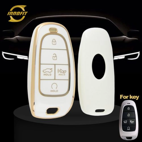 HYE3T1-White-Gold Plating- Car Key Cover For Hyundai