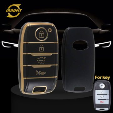 KIC1T1-Black-Gold Plating- Car Key Cover For Kia