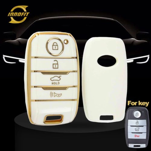KIC1T1-White-Gold Plating- Car Key Cover For Kia
