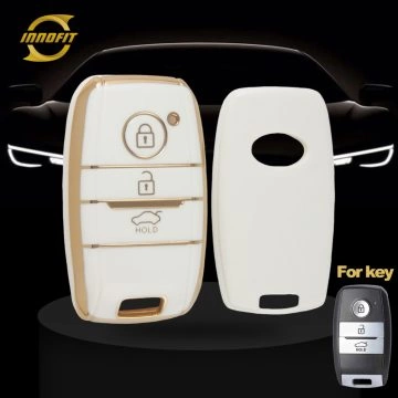 KIH1T1-бело-золотое покрытие-обложка для автомобильного ключа для Kia