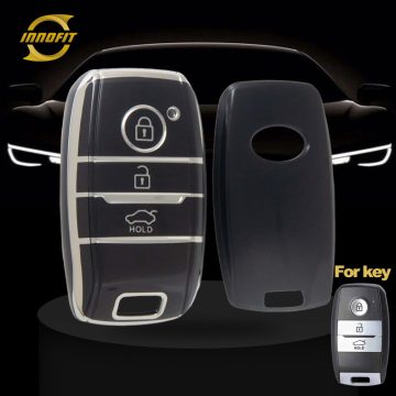 KIH1T1-Black-Silver Plating- Car Key Cover For Kia