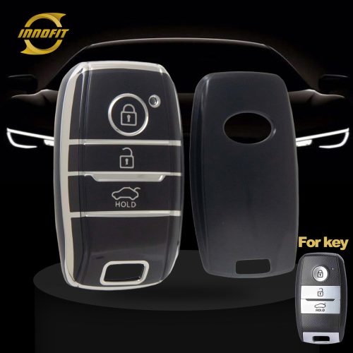 KIH1T1-Black-Silver Plating- Car Key Cover For Kia