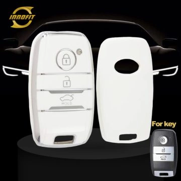 KIH1T1-White-Silver Plating- Car Key Cover For Kia