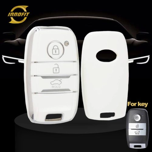 KIH1T1-White-Silver Plating- Car Key Cover For Kia