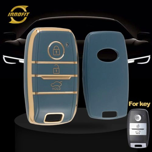 KIH1T1-Granny Grey-Gold Plating- Car Key Cover For Kia
