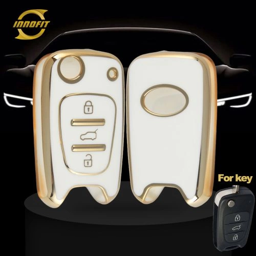 HYG2T1-White-Gold Plating- Car Key Cover For Hyundai
