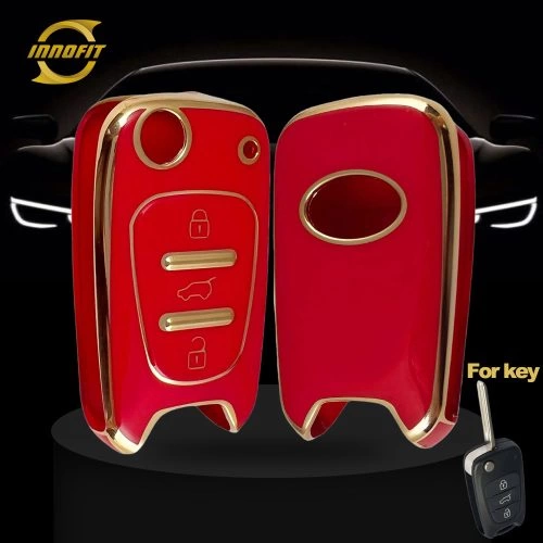 HYG2T1-Red-Gold Plating- Car Key Cover For Hyundai