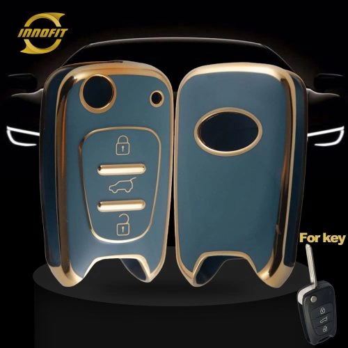 HYG2T1-Granny Grey-Gold Plating- Car Key Cover For Kia