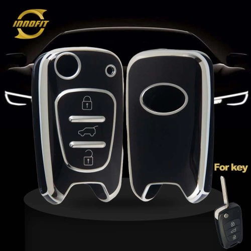 HYG2T1-Black-Silver Plating- Car Key Cover For Kia
