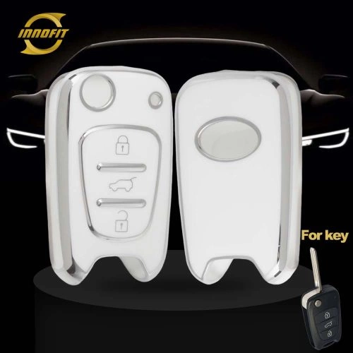 HYG2T1-White-Silver Plating- Car Key Cover For Kia