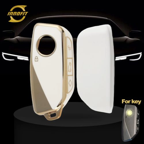 BMA1T1-White-Gold Plating- Car Key Cover For BMW