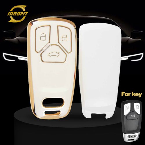 AUA1T1-White-Gold Plating- Car Key Cover For Audi