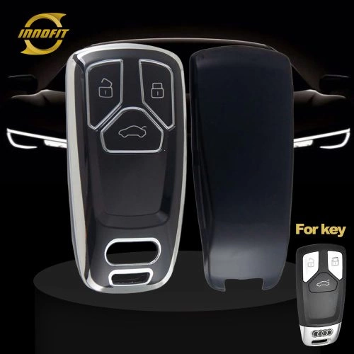 AUA1T1-Black-Silver Plating- Car Key Cover For Audi