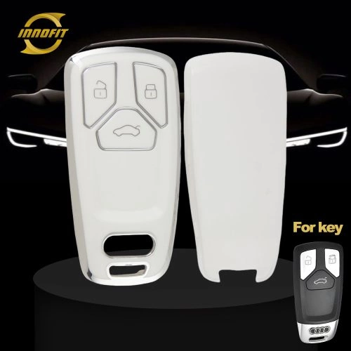 AUA1T1-White-Silver Plating- Car Key Cover For Audi
