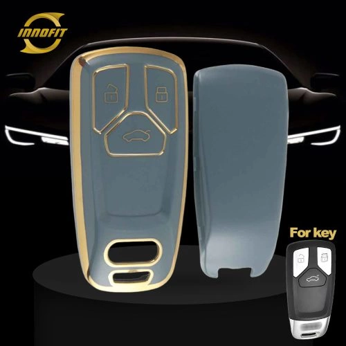 AUA1T1-Granny Grey-Gold Plating- Car Key Cover For Audi