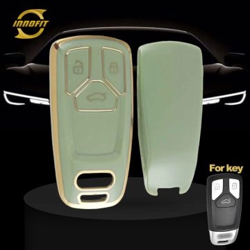 AUA1T1-Green-Gold Plating- Car Key Cover For Audi