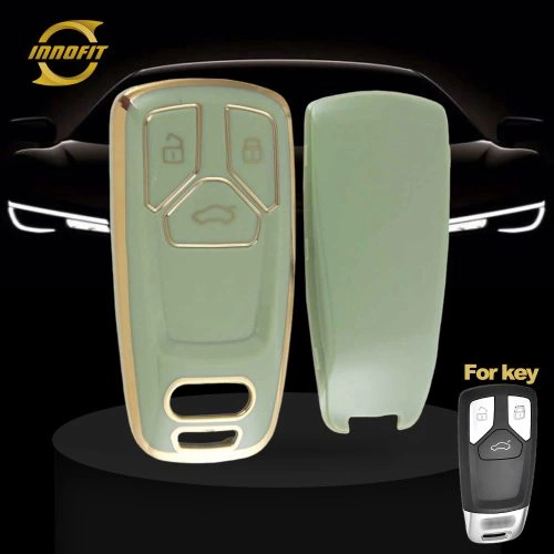 AUA1T1-Green-Gold Plating- Car Key Cover For Audi