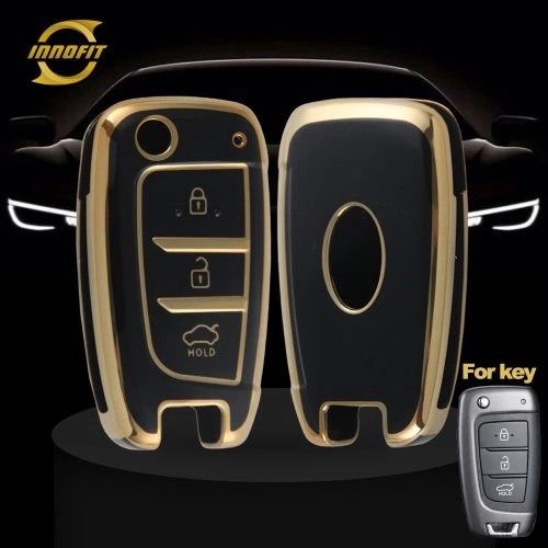 HYB1T1-Black-Gold Plating- Car Key Cover For Hyundai