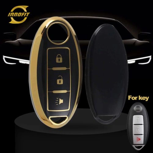 NIB2T1-Black-Gold Plating- Car Key Cover For Nissan Infiniti
