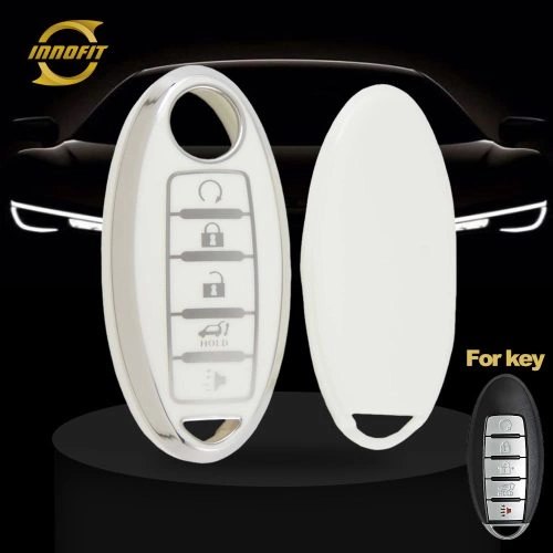 NIB6T1-White-Silver Plating- Car Key Cover For Nissan