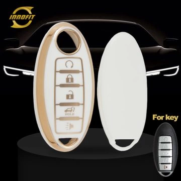 NIB6T1-White-Gold Plating- Car Key Cover For Nissan