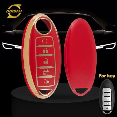 NIB6T1-Red-Gold Plating- Car Key Cover For Nissan