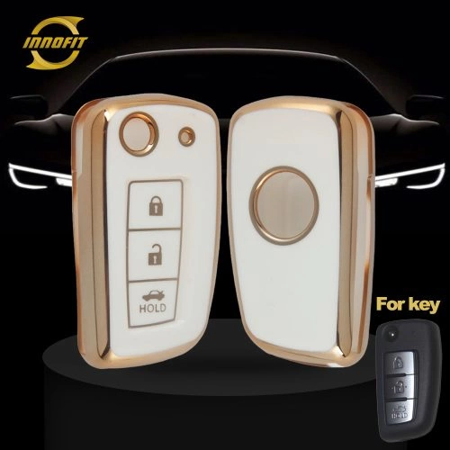 NIC1T1-White-Gold Plating- Car Key Cover For Nissan
