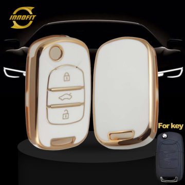 WUA1T1-White-Gold Plating- Car Key Cover For Wuling BAOJUN Chevrolet