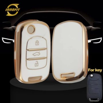 WUA1T1-White-Gold Plating- Car Key Cover For Wuling BAOJUN Chevrolet