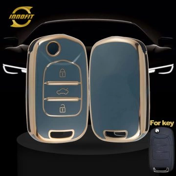 WUA1T1-Granny Grey-Gold Plating- Car Key Cover For Wuling BAOJUN Chevrolet